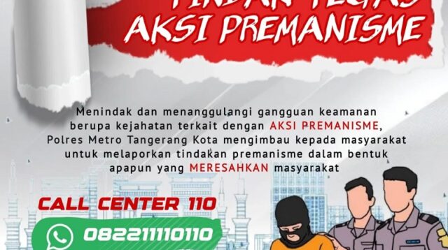 Polres Tangerang Kota Perangi Premanisme, Warga Diimbau Berani Lapor